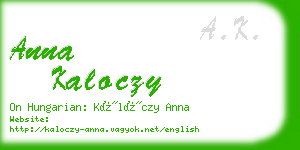 anna kaloczy business card